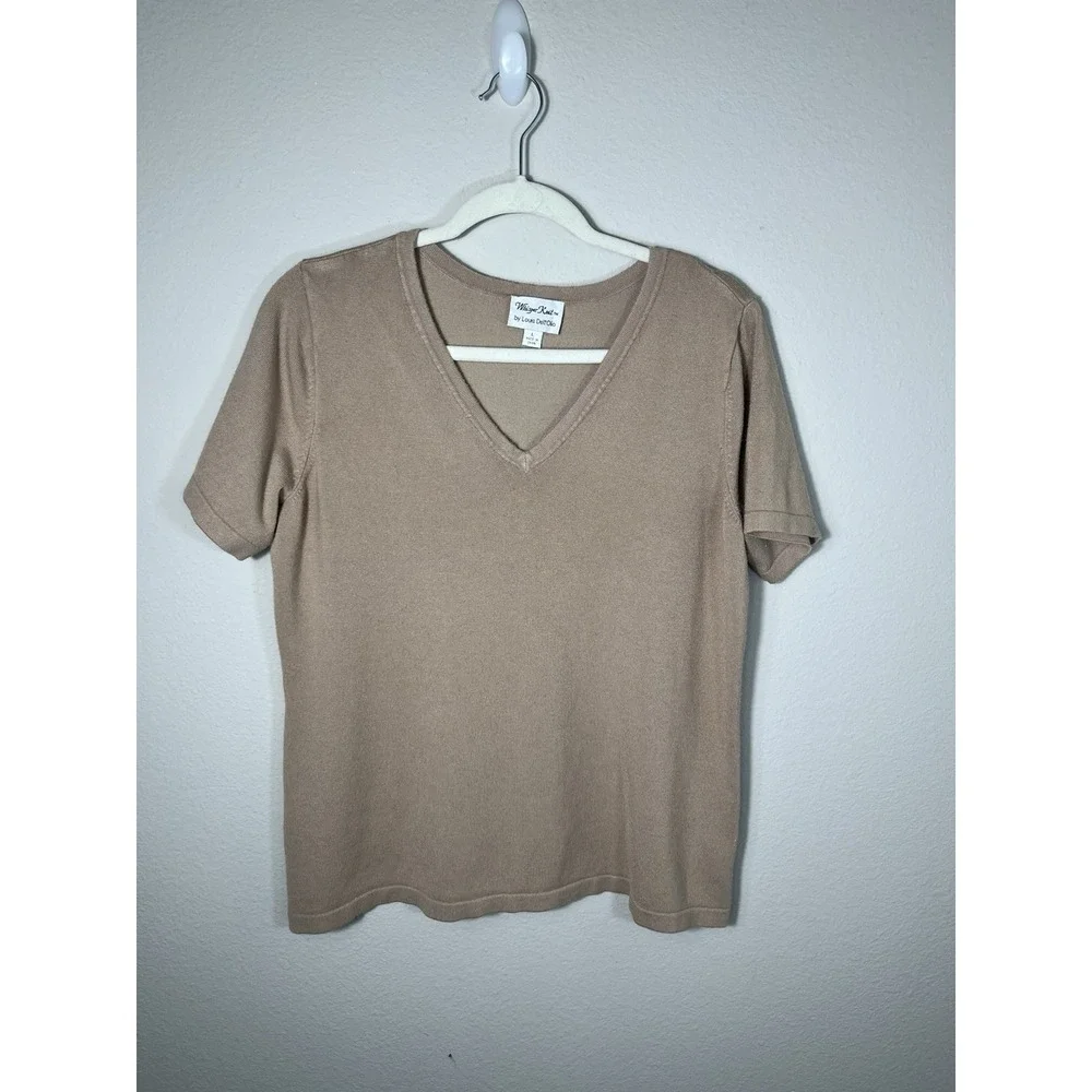 Whisper Knit Louis Dell'Olio Blouse Size L Solid Beige - Picture 1 of 8
